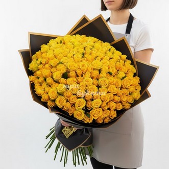 101 желтая роза 70 см