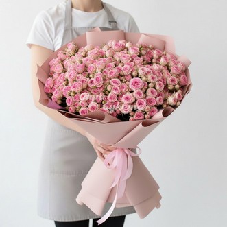 101 кустовая розовая роза 60 см