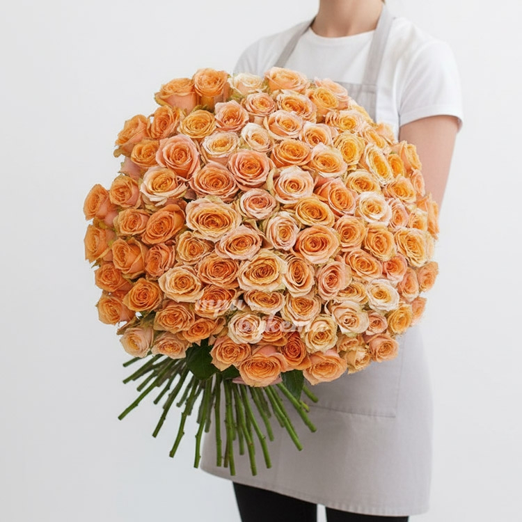101 оранжевая роза (Premium) 70 см.