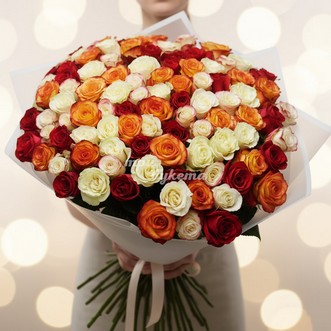 101 разноцв. роза (Premium) 80 см