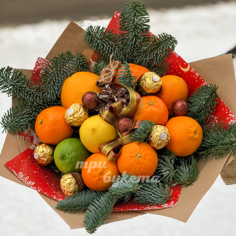 Цитрусовый новогодний букет (доп. фото)