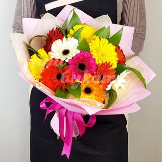 13 разноцветных гербер